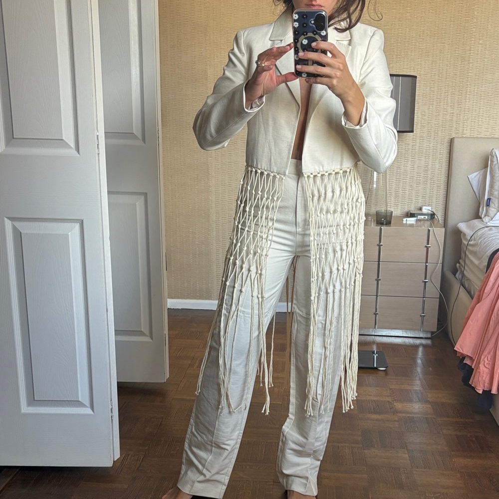 Cream Fringe Women's matching set